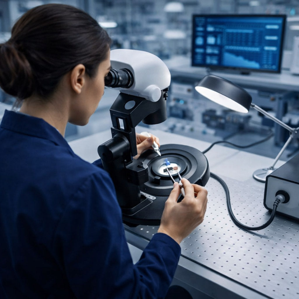Gemologa no laboratório 