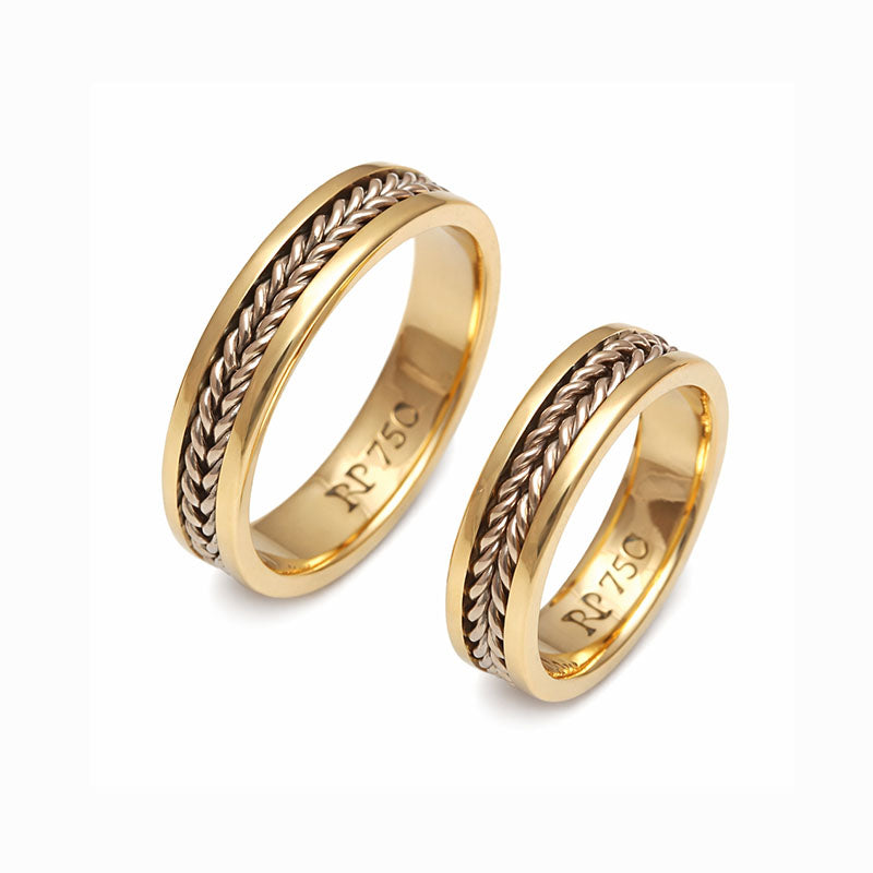 Alianca de ouro 18k greta feito artesanalmente com ouro champagne premium