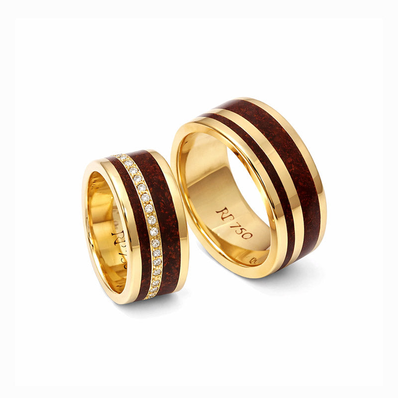 Aliancas de luxo feitas artesnalmente de ouro 18k com pedra jaspe natural e Diamantes