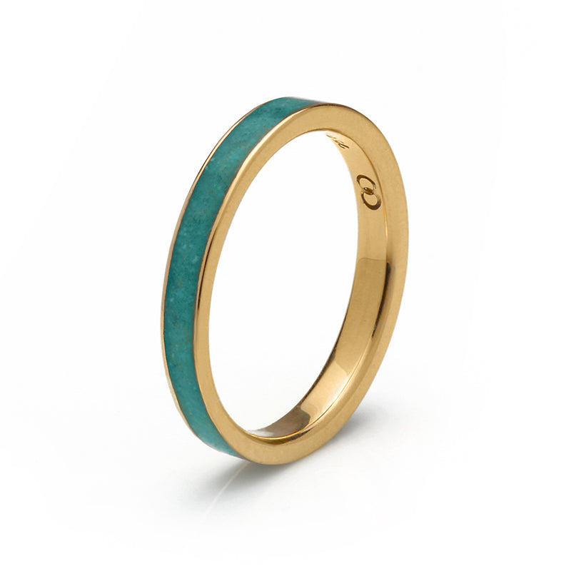 Anel Slim em ouro 18k e Turquesa