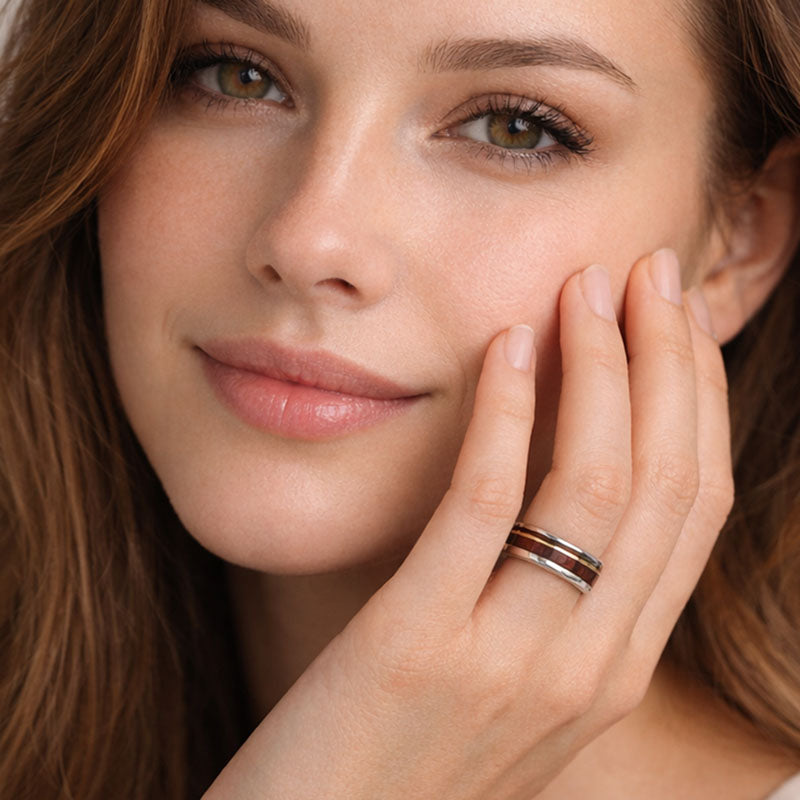 Anel alianca de prata 950, ouro 18k madeira nobre sustentavel de reaproveitamento