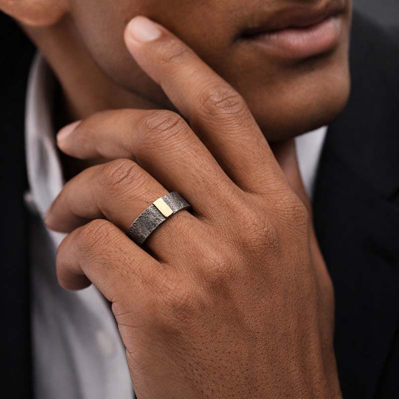 Anel de prata 950 rustico com ouro 18k exclusivo e autoral por Renato Peres