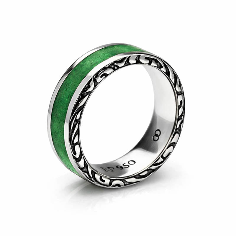 Anel de prata 950 com pedra jade feito artesanalmente joias autorais e exclusivas