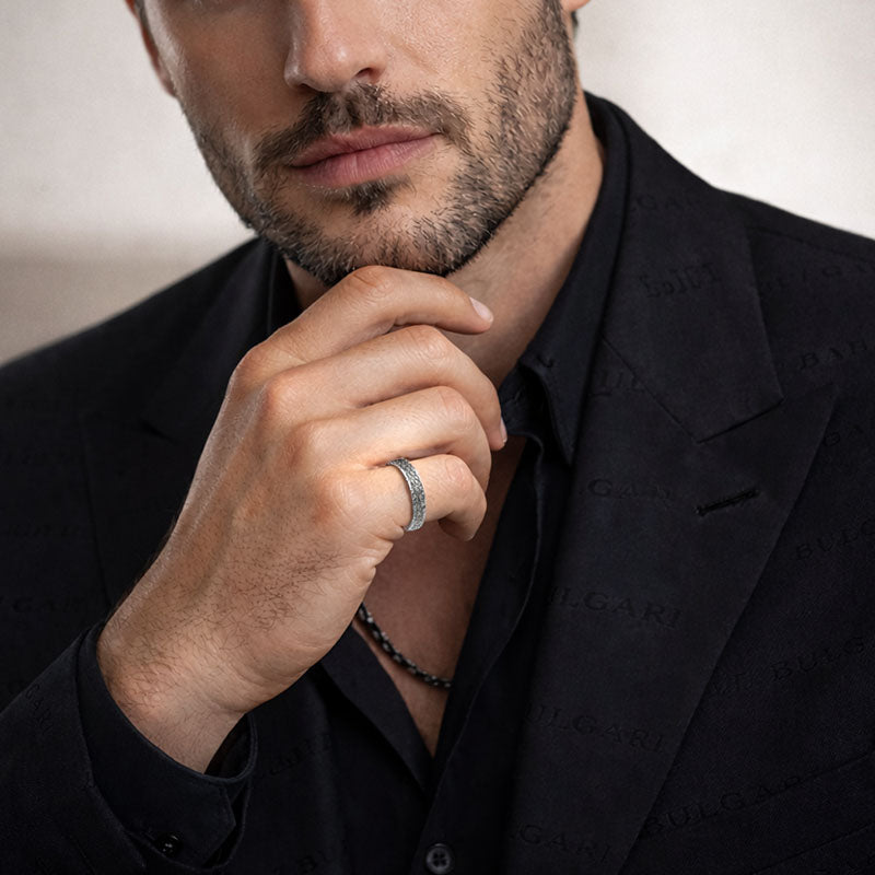 Anel rustico de prata 950 feito artesanalmente luxo acabamento premium