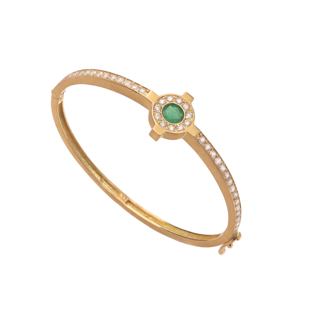 Bracelete Origem em ouro amarelo, diamantes e esmeralda