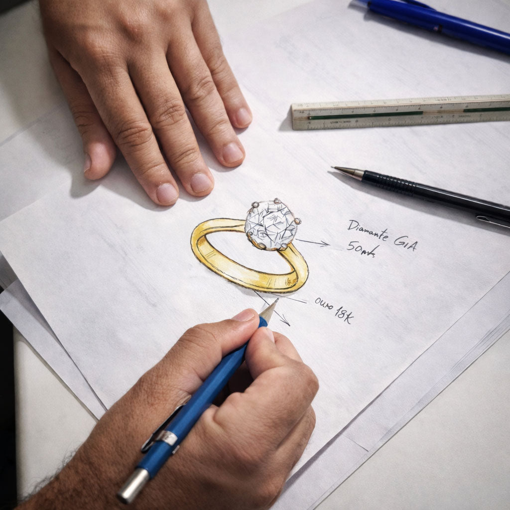 Concepcao de um anel de noivado