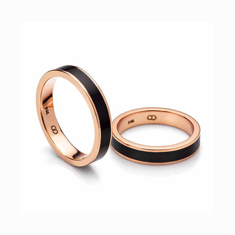 aliancas em ouro vermelho 18k com jacaranda de reaproveitamento acabamento polido