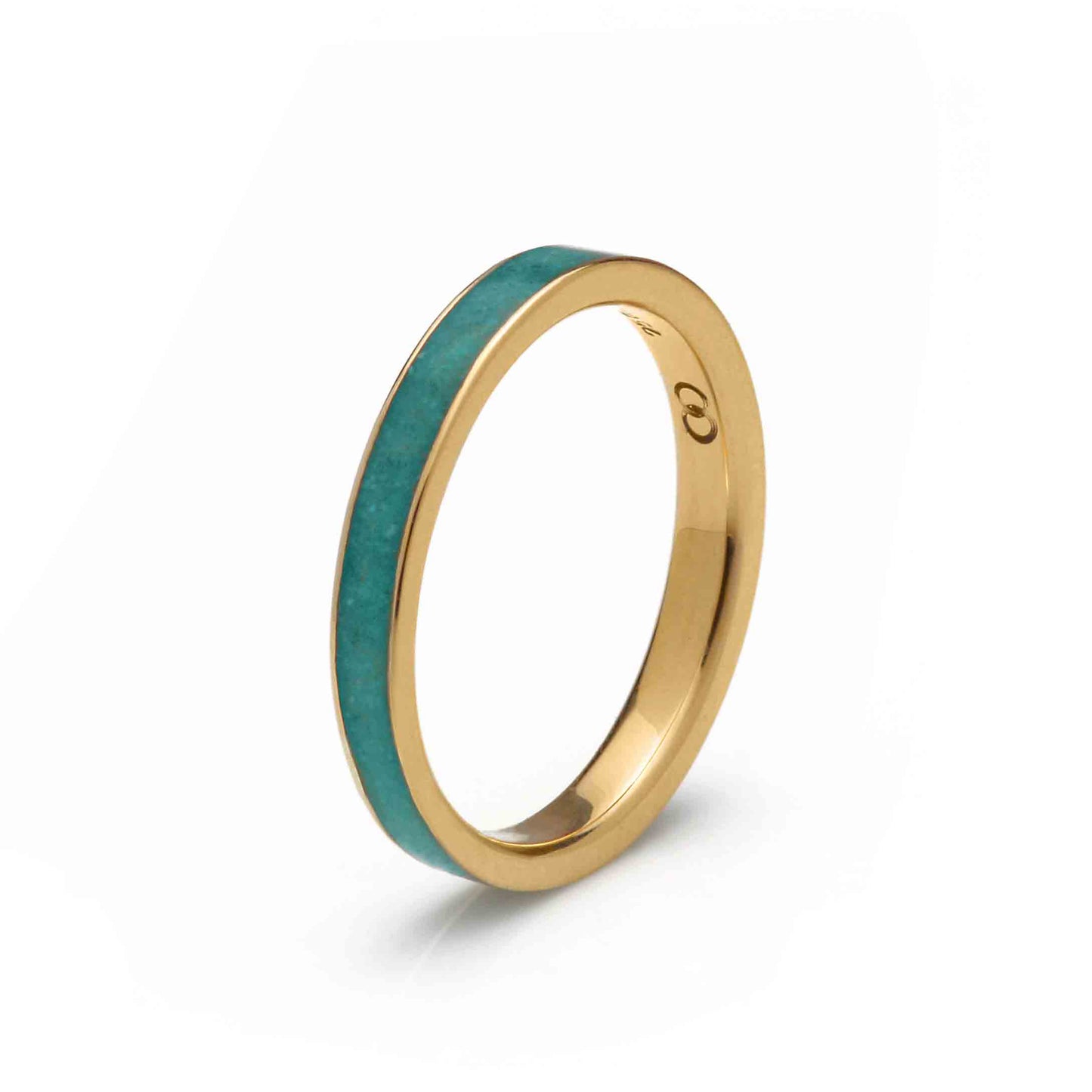 anel feminino em ouro amarelo 18k com pedra turquesa natural
