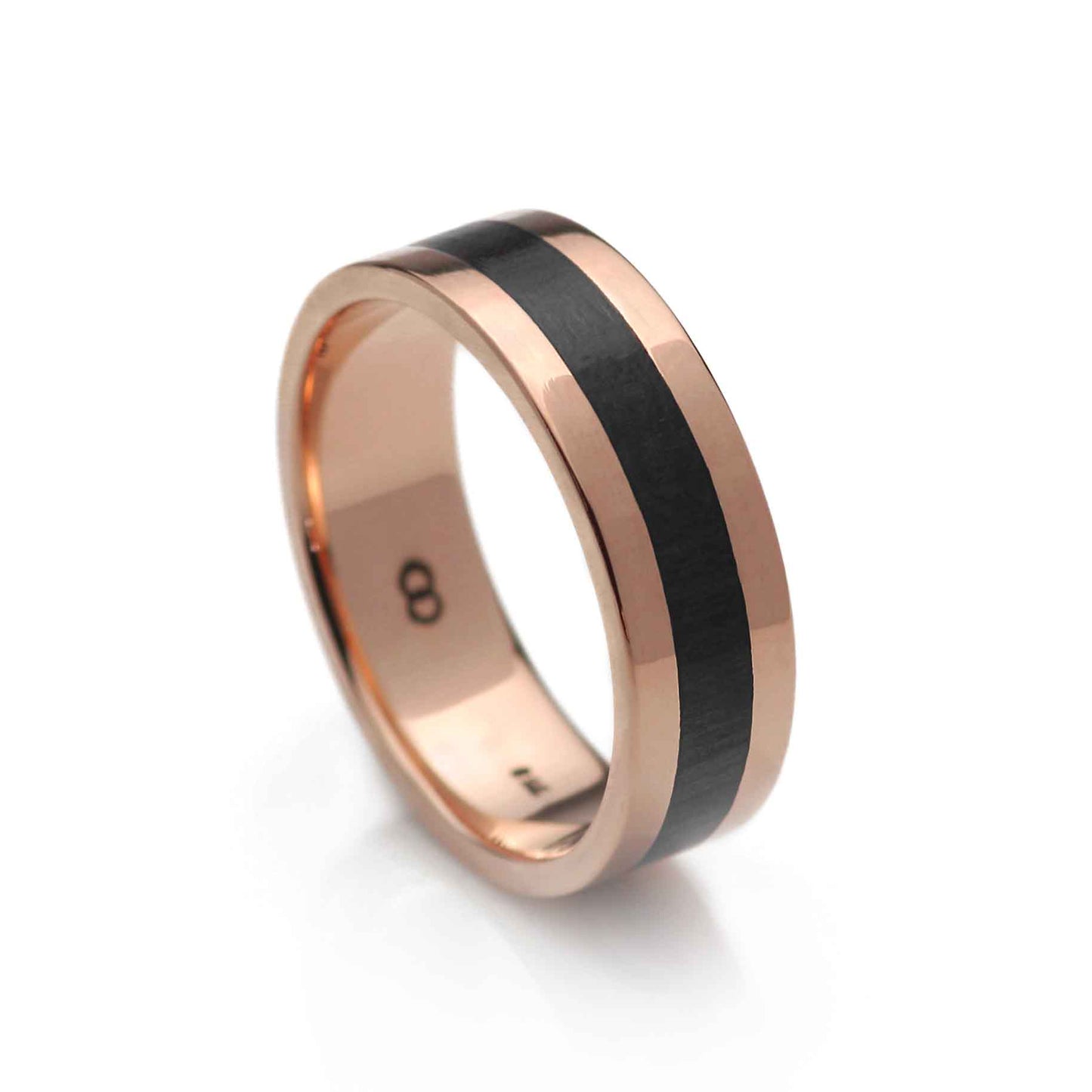 anel em ouro vermelho 18k com jacaranda de reaproveitamento design autoral
